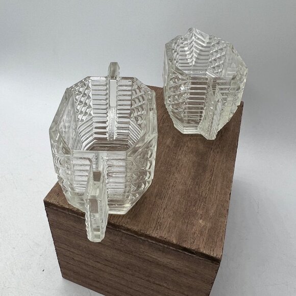 Art Deco Vintage Glass Etched Sugar Bowl Roses Floral Flowers - Picture 5 of 16